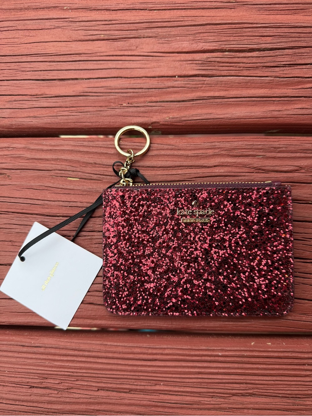 kate spade glitter wristlet card case